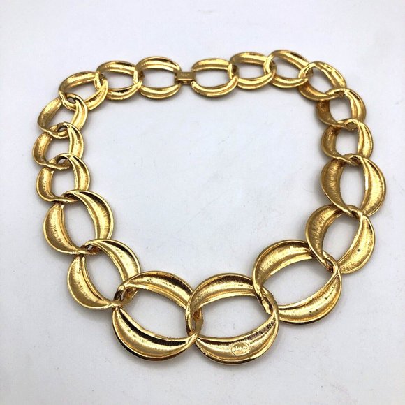 Vintage NAPIER Necklace Gold Tone Chunky Textured Link Statement Necklace 19" - Picture 8 of 12